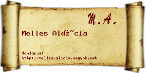 Melles Alícia névjegykártya